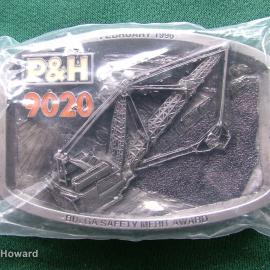 Belt Buckle: P&H 9020 February 1996 Bulga Safety Merit Award