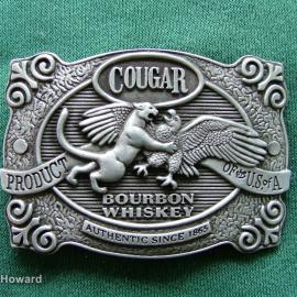 Belt Buckle: Cougar Bourbon Whiskey Product of the U.S. of A Authentic Since 1865