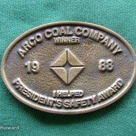 Belt Buckle: Arco Coal Company 1988 Presidents Safety Award