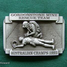 Belt buckle: Gordonstone Mine Rescue Team Australian Champs 1995
