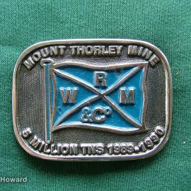 Belt Buckle: Mount Thorley Mine WRM & Co 5 Million TNS 1988-1990
