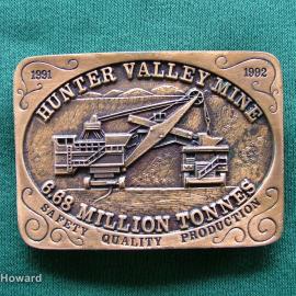 Belt Buckle: Hunter Valley Mine 6.68 Million Tonnes   1991 1992