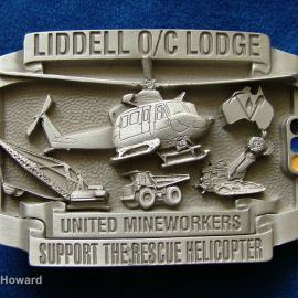 Belt Buckle: Liddell O/C Lodge United Mineworkers Support the Rescue Helicopter