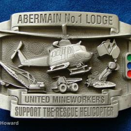 Belt Buckle: Abermain No.1 Lodge United Mineworkers Support the Rescue Helicopter