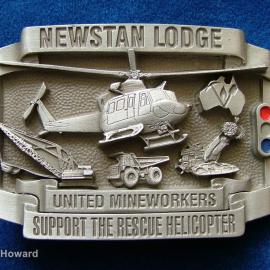 Belt Buckle: Newstan lodge United Mineworkers Support the Rescue Helicopter