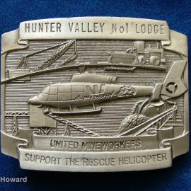 Belt Buckle: Hunter Valley No1 Lodge United Mineworkers Support the Rescue Helicopter
