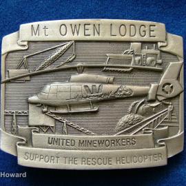 Belt Buckle: Mt owen Lodge United Mineworkers Support the Rescue Helicopter