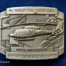 Belt Buckle: Mt Thorley Coal Loader Lodge United Mineworkers Support the Rescue Helicopter