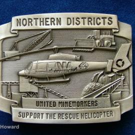 Belt Buckle: Northern Districts United Mineworkers Support the Rescue Helicopter