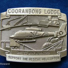 Belt Buckle: Cooranbong Lodge United Mineworkers Support the Rescue Helicopter