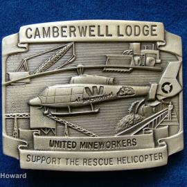 Belt Buckle: Camberwell Lodge United Mineworkers Support the Rescue Helicopter