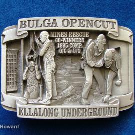 Belt Buckle: Bulga Opencut Ellalong Underground Mines Rescue Co-Winners 1995 Comp. O/C & U/G