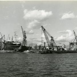 Ship, The "Dongara" in dock at the State Dockyard  - State Dockyard, Newcastle, NSW, [n.d.]