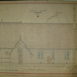 Anglican Church, Denman, north elevation, November 1871, architectural drawing