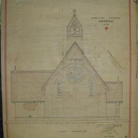 Anglican Church, Denman, west elevation, November 1871, architectural drawing