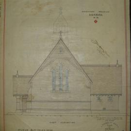 Anglican Church, Denman, east elevation, November 1871, architectural drawing