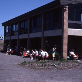 Lunch break, weeding bee, Shortland Wetlands, NSW, December 1987