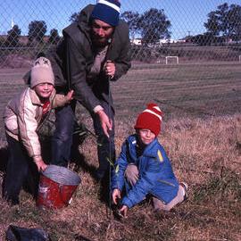 Graham Levi, Zeny Levi and Durbridge Levi, Shortland Wetlands, NSW, 6 August 1988