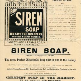 Advertisement for Siren Soap - Sydney Soap and Candle Co. Ltd