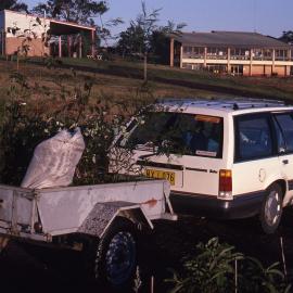 Loaded up, planting bee, Shortland Wetlands, NSW, 26 June 1988