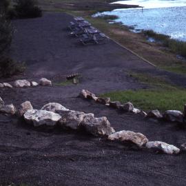 Visitors Centre entrance ramp pre-planting, Shortland Wetlands, NSW, 1989