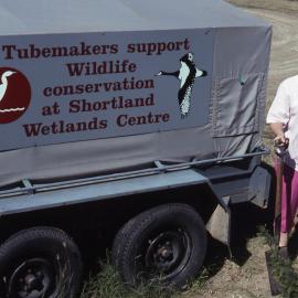 Jenny Conroy, covered trailer, Shortland Wetlands, NSW, 28 April 1990