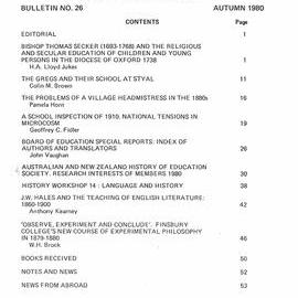 Research interests of members - History of Education Society Bulletin No. 26, Autumn 1980