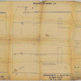 South Maitland Railways Pty Ltd - Arrangement of injector and blower pipes, No. 17 Class loco, 18 May 1923