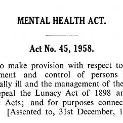 Mental Health Act, Act No 45, 1958