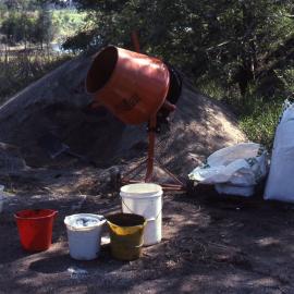 Potting on native plant nursery, Shortland Wetlands, NSW, 1985-2004