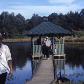 Lions Club handover of jetty shelter, Water Ribbon Pond, Hunter Wetlands, Shortland, NSW, 2003