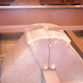 Closeup of chute doors, central stockpile bin, June 1956