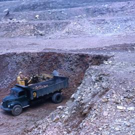 Stowage material quarry - showing material being taken from where all quarry drainage has been directed, 12 December 1958