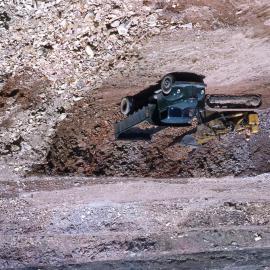 Quarry showing material being taken from centre of drain, 12 December 1958
