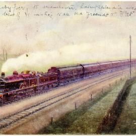 Coloured Postcard of the "Leeds Express" passenger rail service, UK