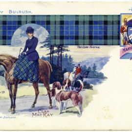 Postcard listing the families entitled to use the tartan of the Clan MacKay