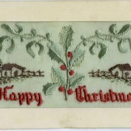 Embroidered WWI Card - Happy Christmas