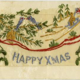 WWI Embroidered Card - Happy Xmas