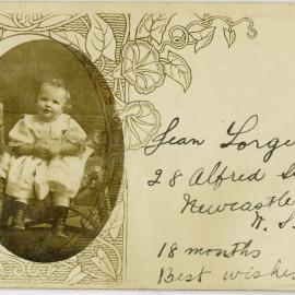 Postcard of Jean Lorger, 18 months old.