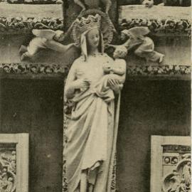 Amiens Cathedral - statue of The Virgin ornamenting  the Pillar of the Gilded Virgin