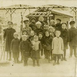 Snowy Group Portrait of German Children