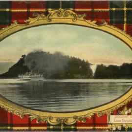 Steamer coming through Luss Straits, Loch Lomond, Scotland
