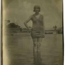 Portrait of unidentified woman in bathing suit