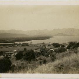 Landscape of unidentified estuary and mountain, near Cairns