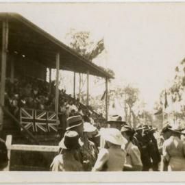 Unidentified grandstand with Union Jack Flags, location unknown