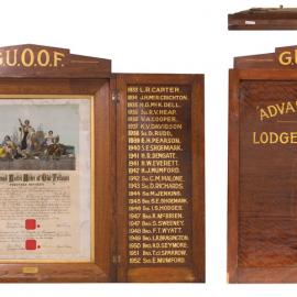Honour board for the GUOOF Advance Wagga Lodge No. 7497, 1918 - 1952