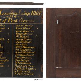 Honour board panel for the Loyal Lambton Lodge I.O.O.F. No. 4