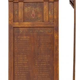 Honour board for the Loyal Native Rose Lodge M.U.