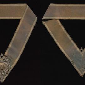 Blue masonic collar with jewel embossed with OF