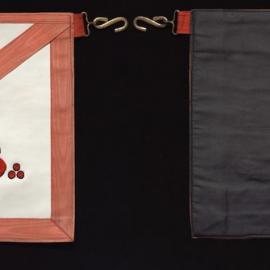 Masonic apron, with M and B, three dots skull and cross bones